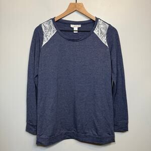 Motherhood Maternity Women's Long Sleeve Lace Shoulder Detail Top Size Small